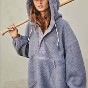 FREE PEOPLE MOVEMENT oversized sherpa fuzzy sweatshirt hoodie sz M L  LIKE NEW